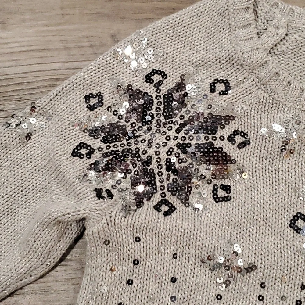 Justice Sequins Snowflake Short Sweater Size 8